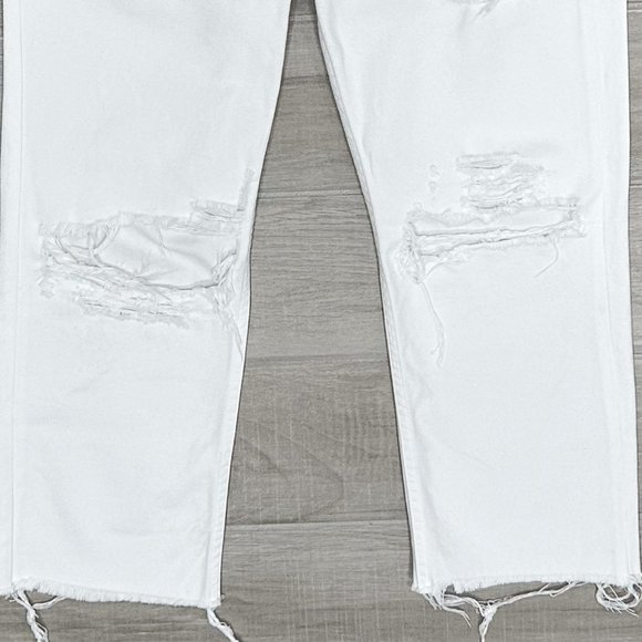 Reformation Cynthia High Rise Relaxed Fit Jeans in White Destroyed Denim Sz 27S - Picture 7 of 16